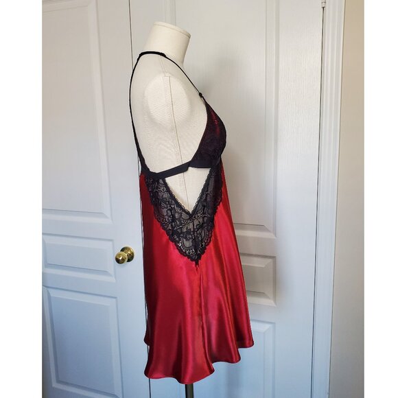 In Bloom Lace-Trim Satin Chemise in Red and Black Size S Bundle Deal - Picture 6 of 9
